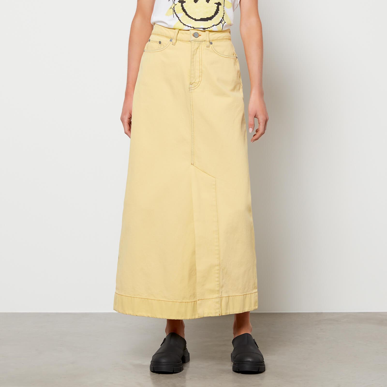 Ganni Overdyed Bleach Denim Skirt in Yellow | Lyst