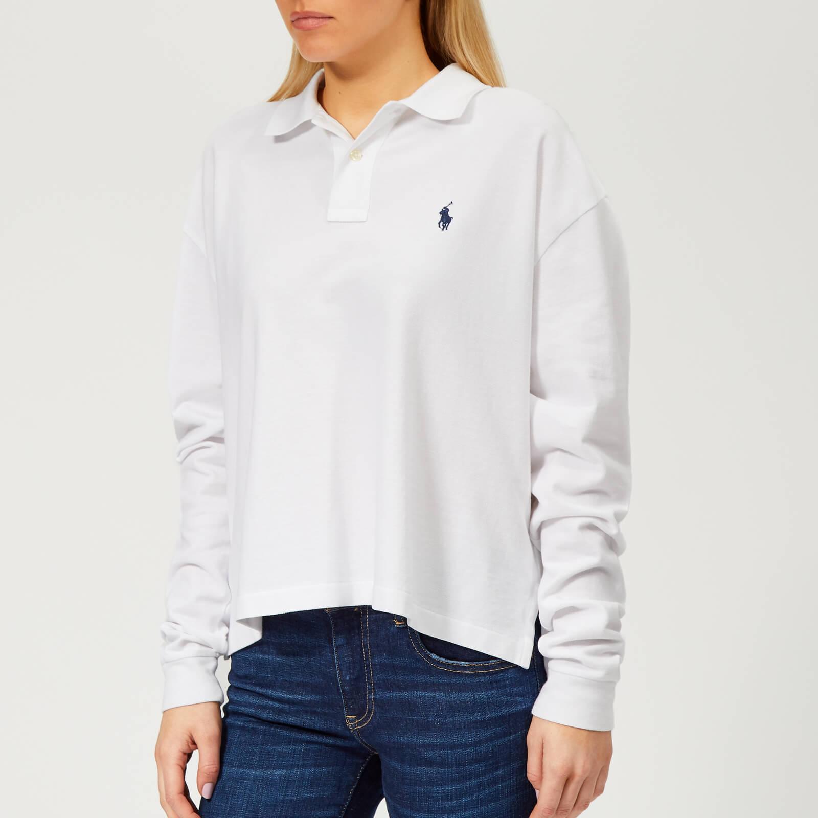 de wind is sterk schedel In zicht Polo Ralph Lauren Oversized Long Sleeve Polo Shirt in White | Lyst