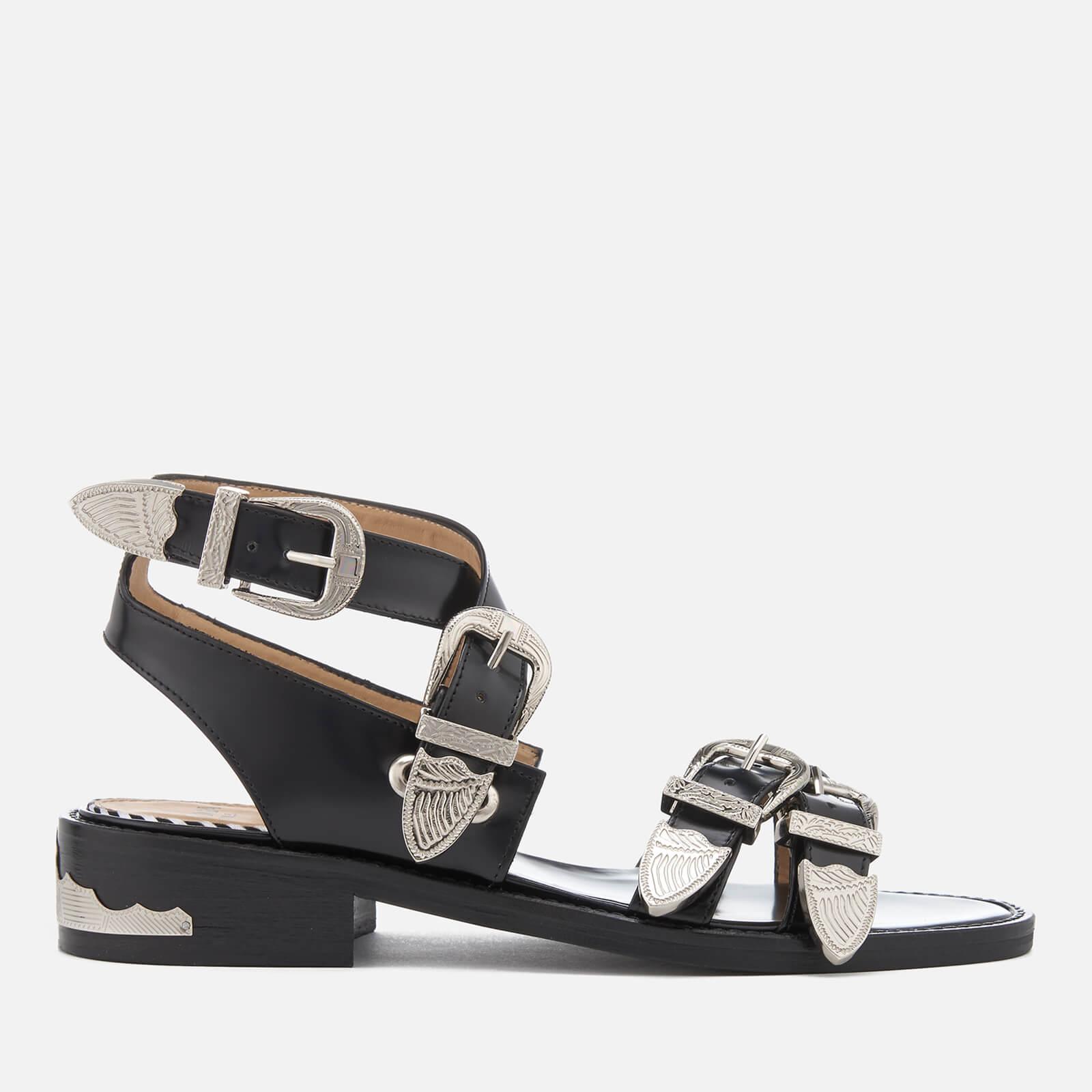 Toga Leather Strappy Flat Sandals in Black - Lyst