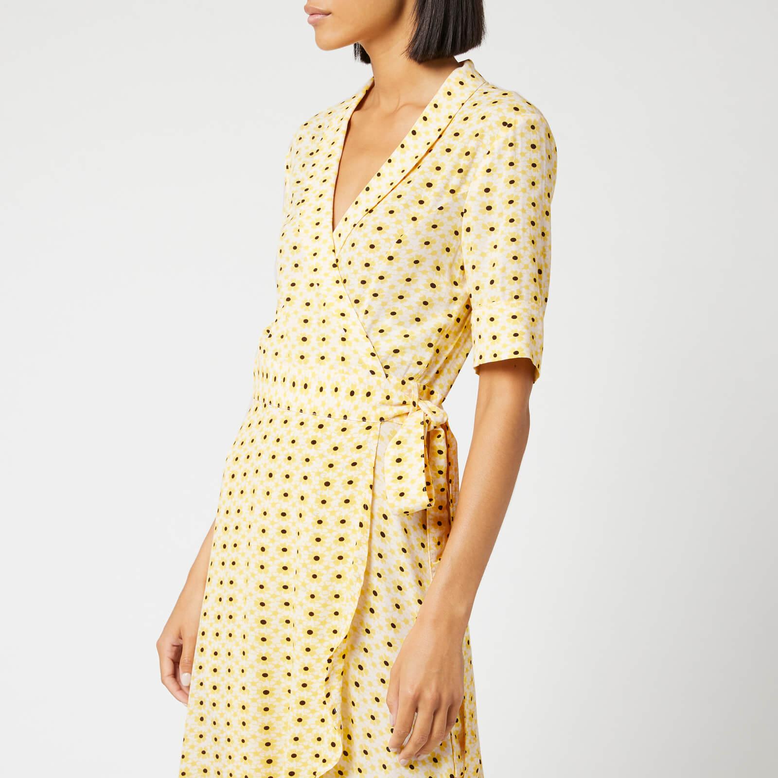 Ganni yellow top wrap dress