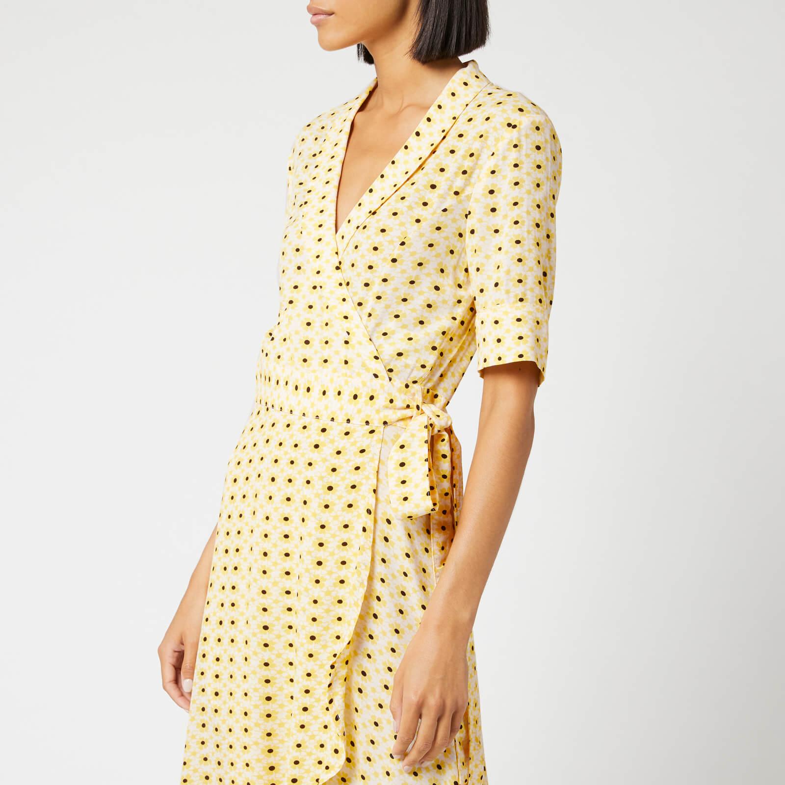 Ganni Printed Crepe Dress in Yellow - Lyst