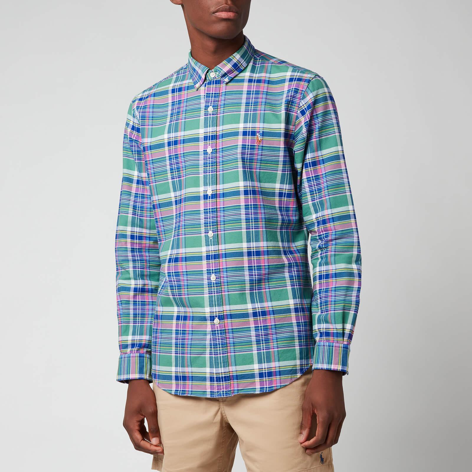 Polo Lauren Fit Yard Dyed Oxford Check Shirt Blue for Men | Lyst