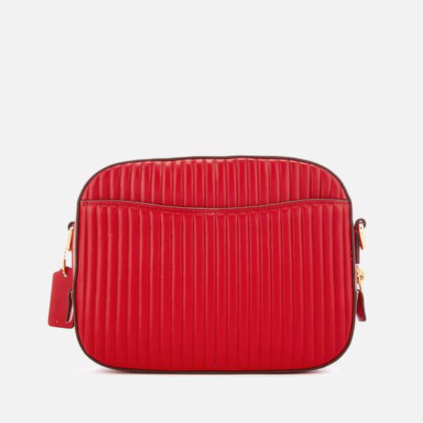 coach red quilted camera bag