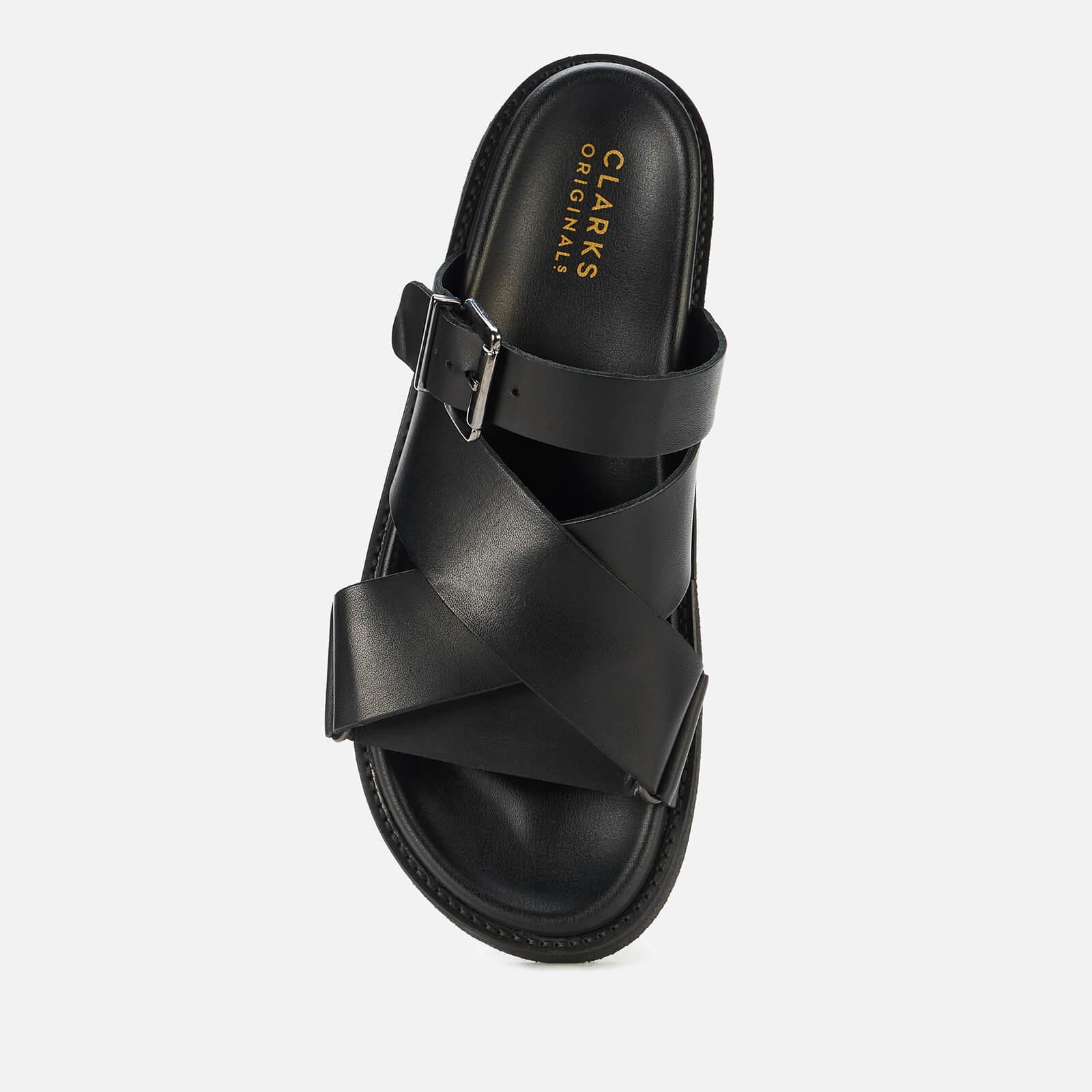 Clarks Desert Cross Leather Sandals in Black | Lyst