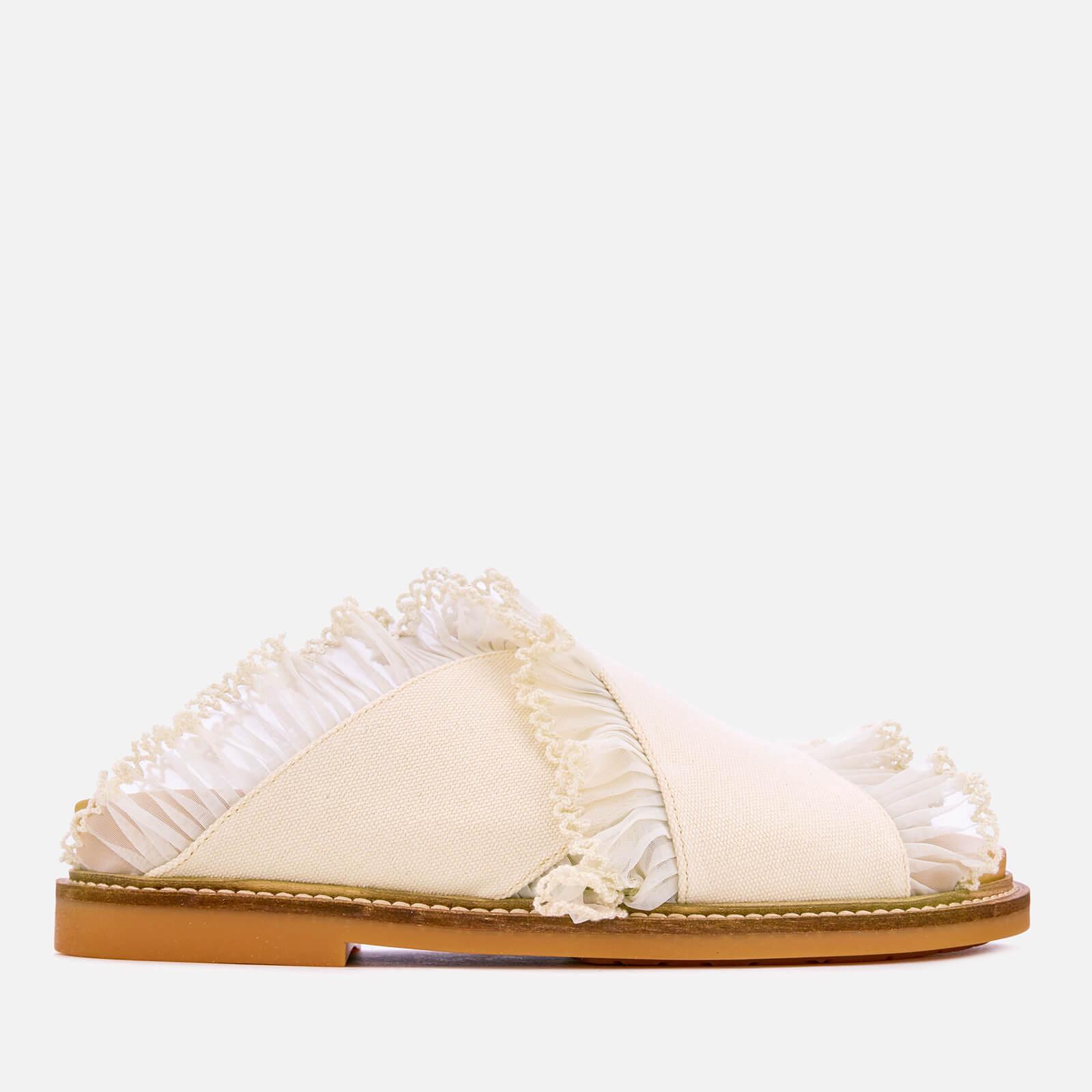 Ganni Canvas Beth Flat Sandals in White - Lyst