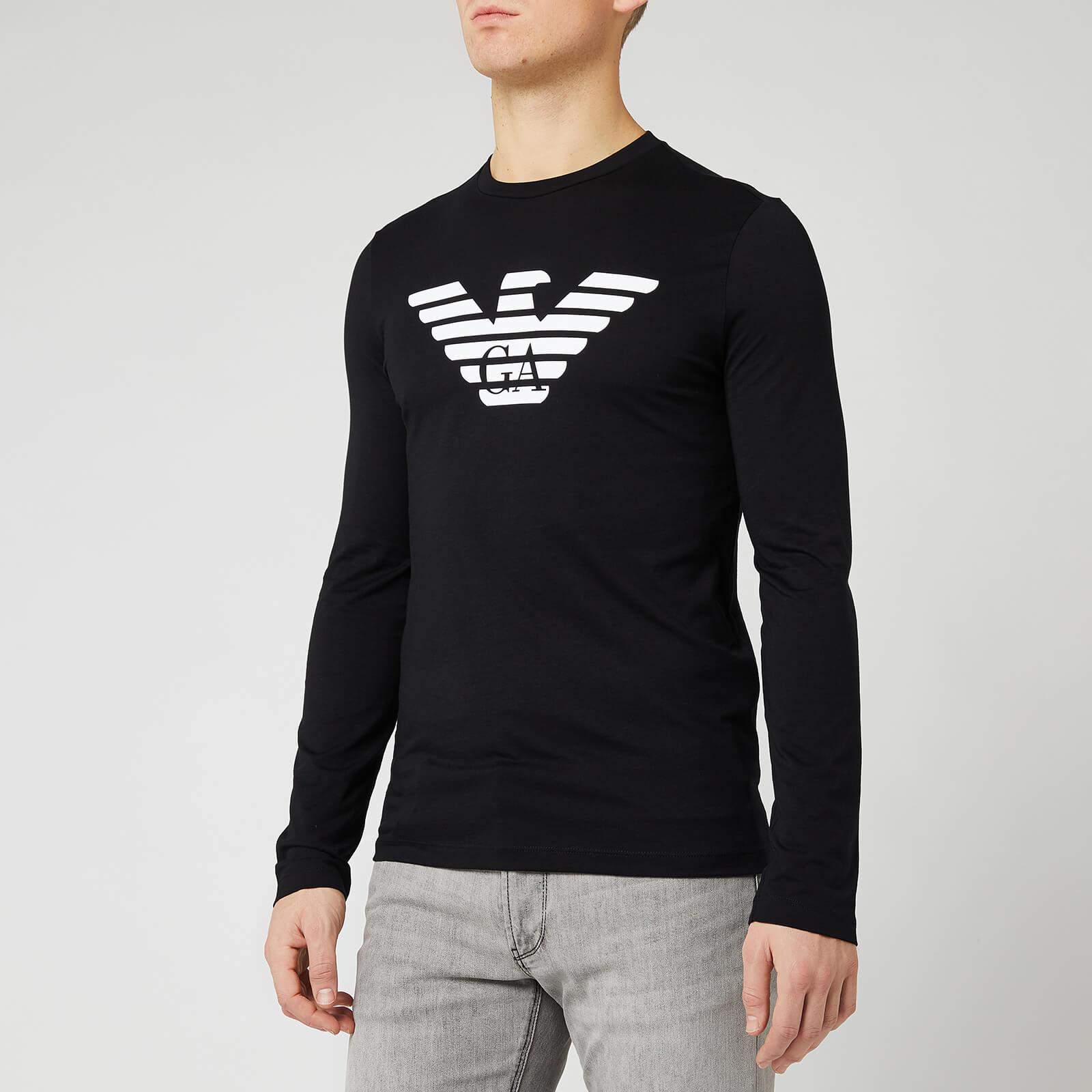 Emporio Armani Cotton Long Sleeve Large Eagle T-shirt in Black for Men ...