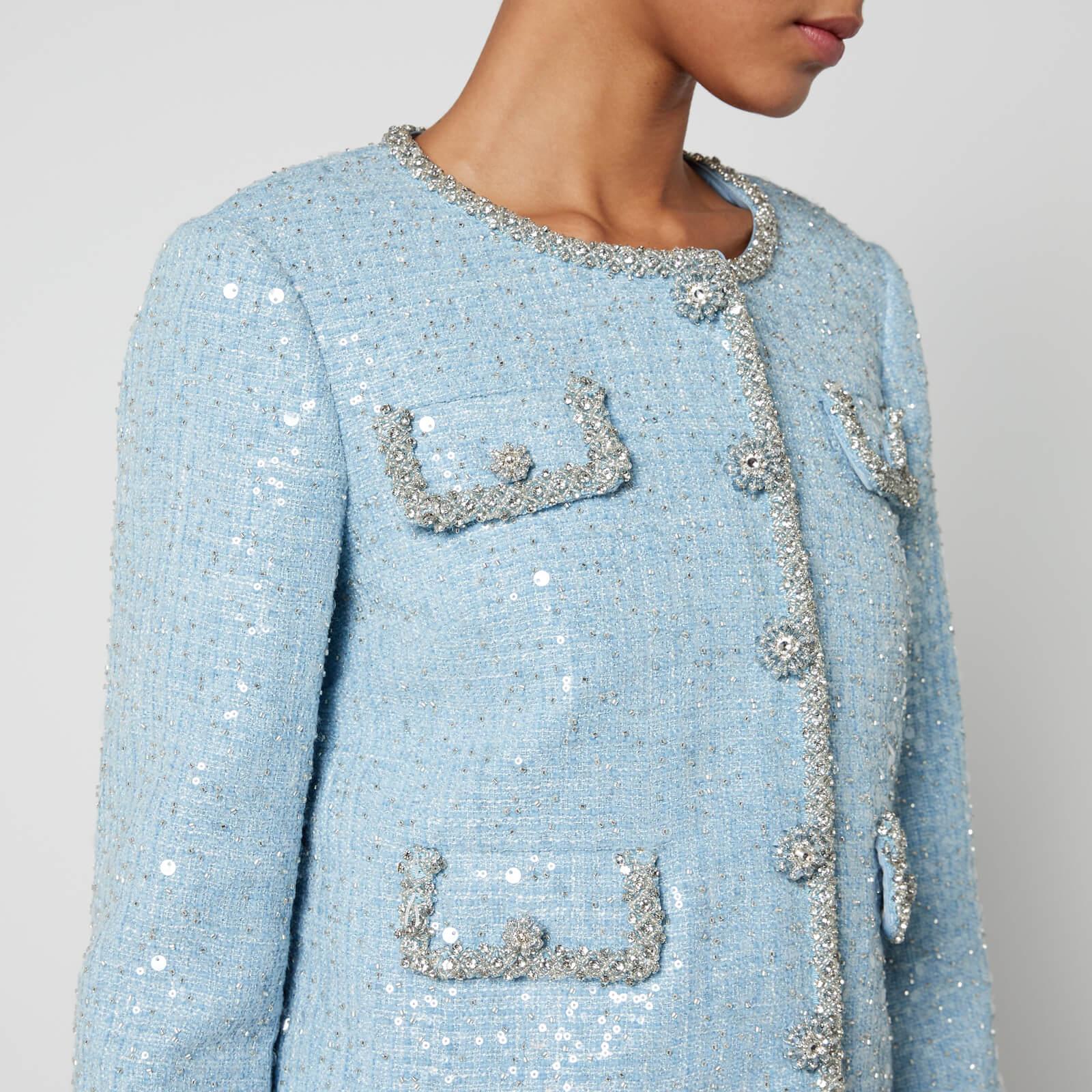 Self-Portrait Sequined Bouclé Jacket in Blue | Lyst