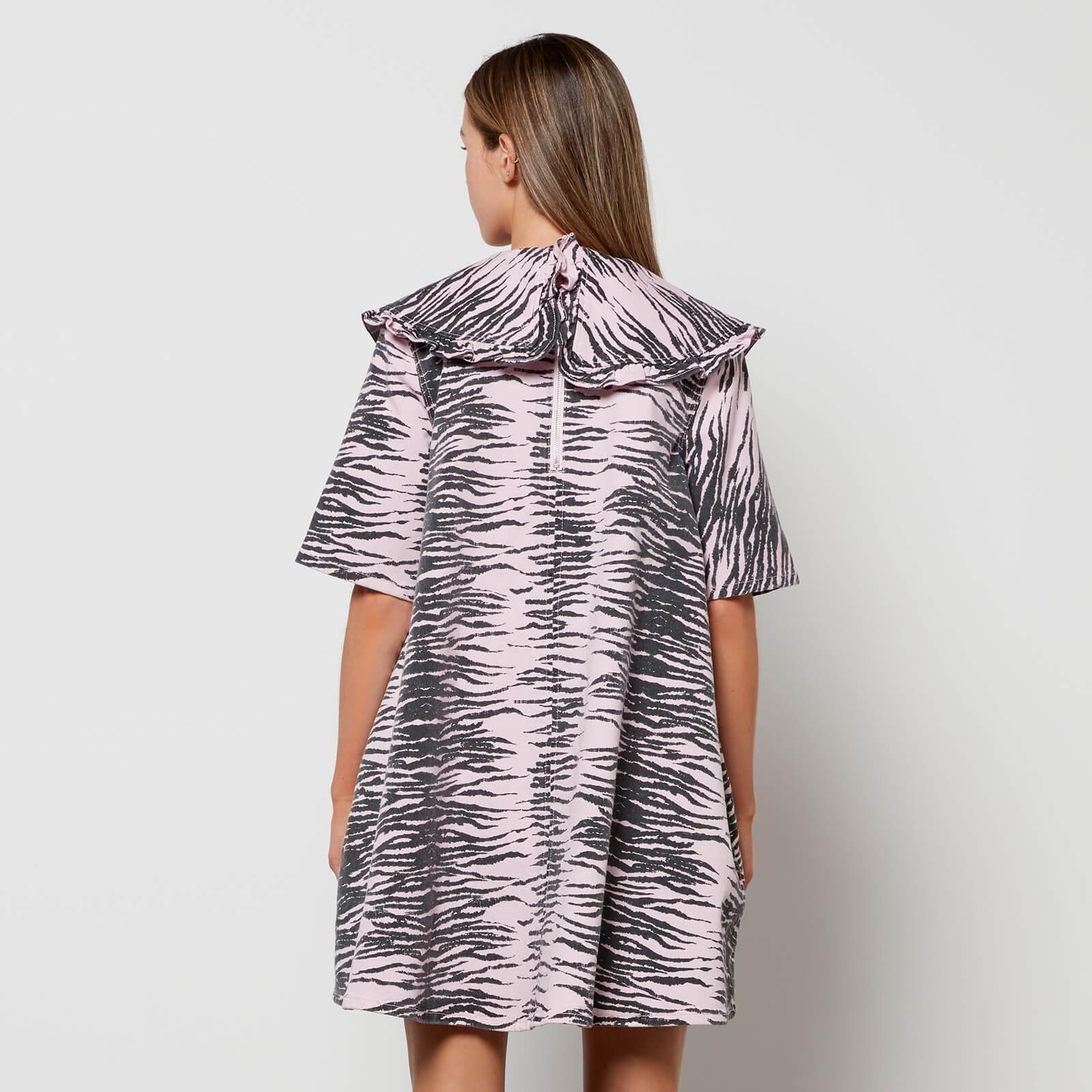 Ganni Print Denim Mini Dress in Pink | Lyst
