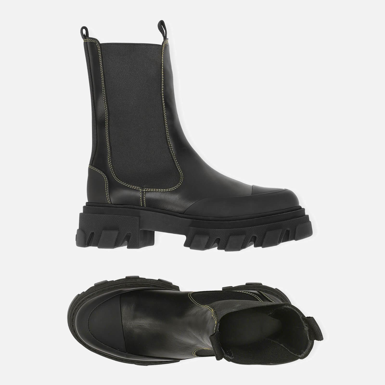 Ganni Leather Tall Chelsea Boots in Black | Lyst