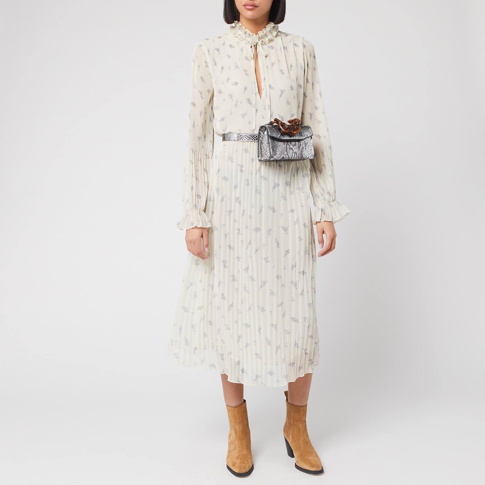 F6876 Pleated Georgette Smock Midi Kjole Floral Azure Blue / Ganni / Anthon.dk