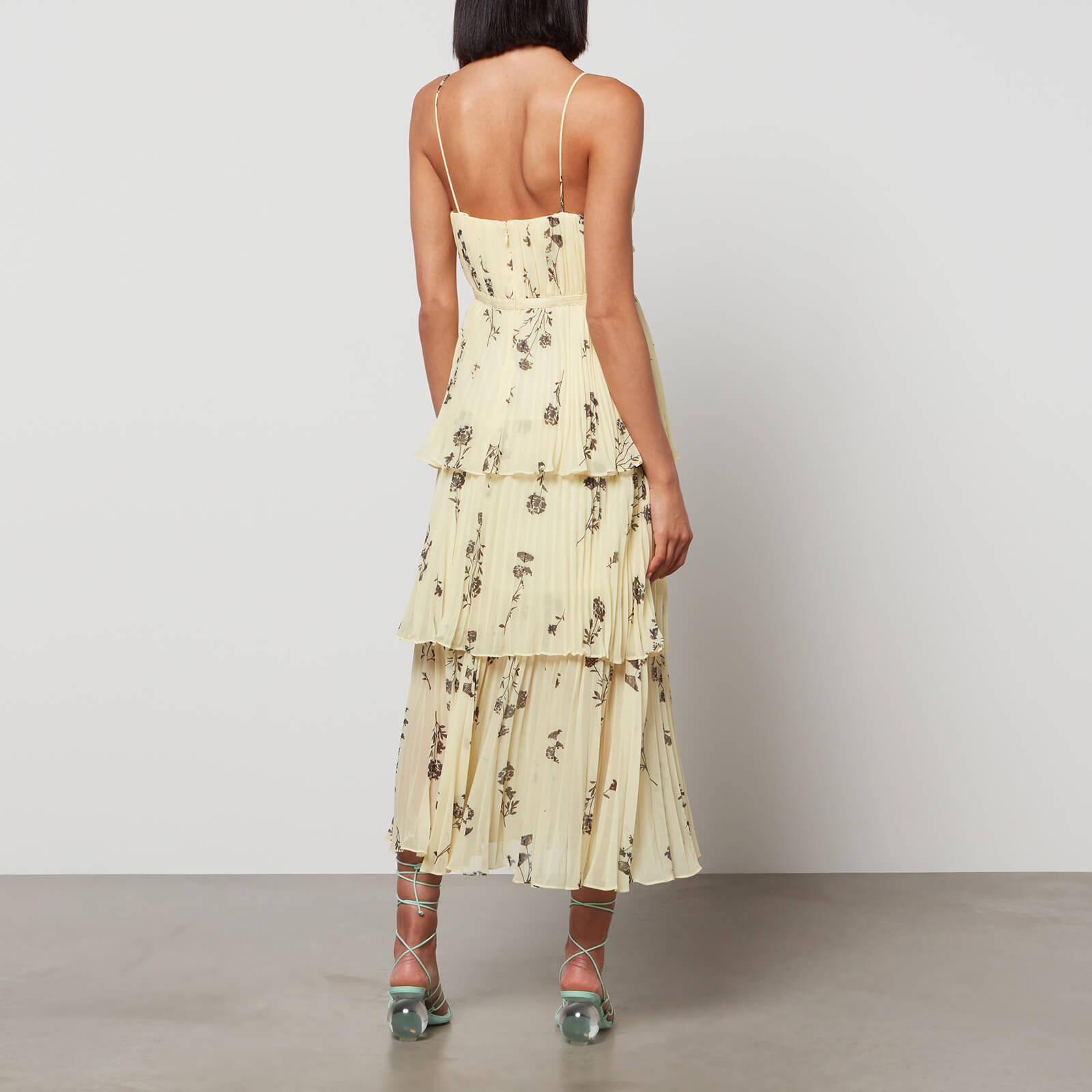 Self-Portrait Yellow Floral Silhouette Tiered Midi Dress | Lyst