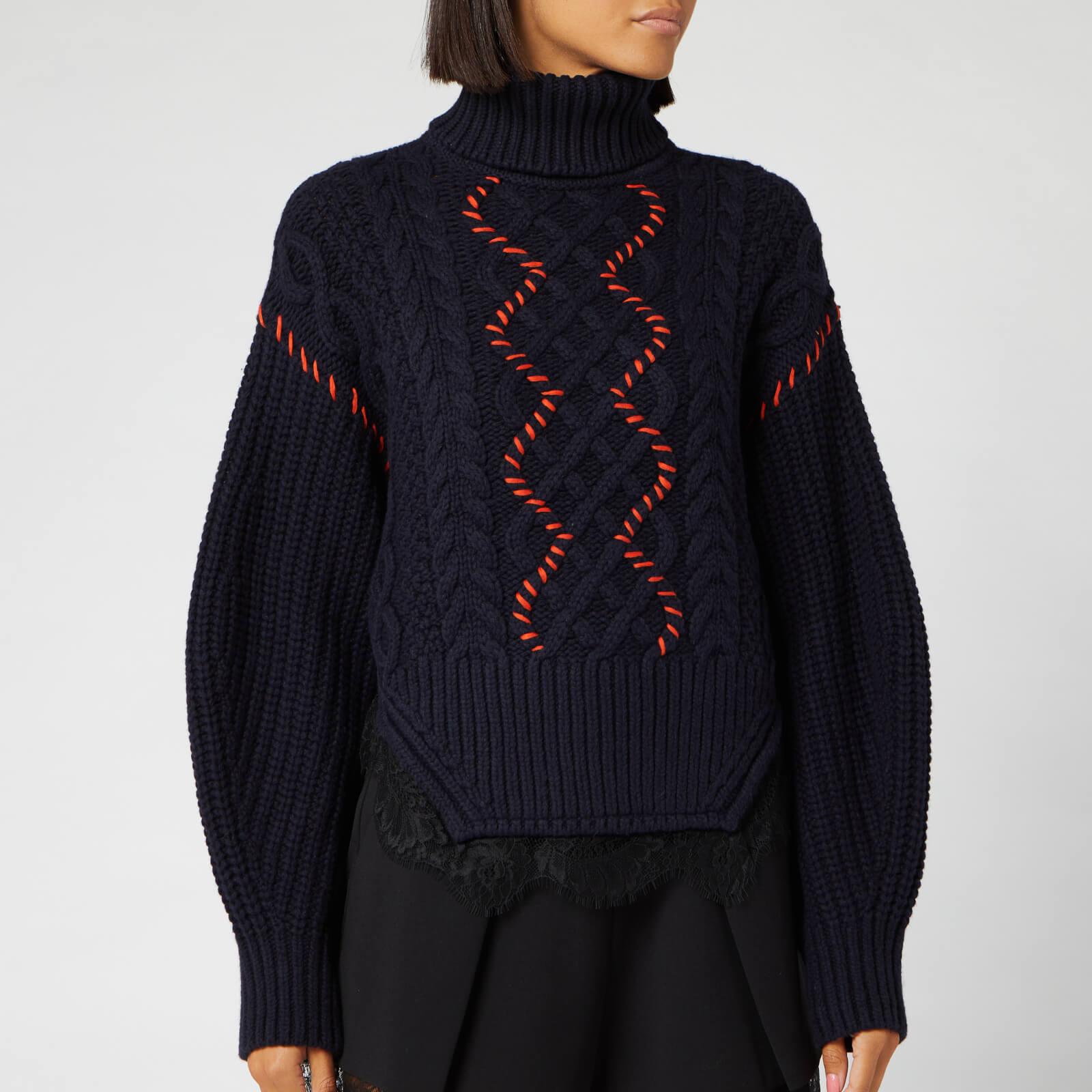 Self-Portrait Knit And Lace Trim Jumper in Blue - Lyst