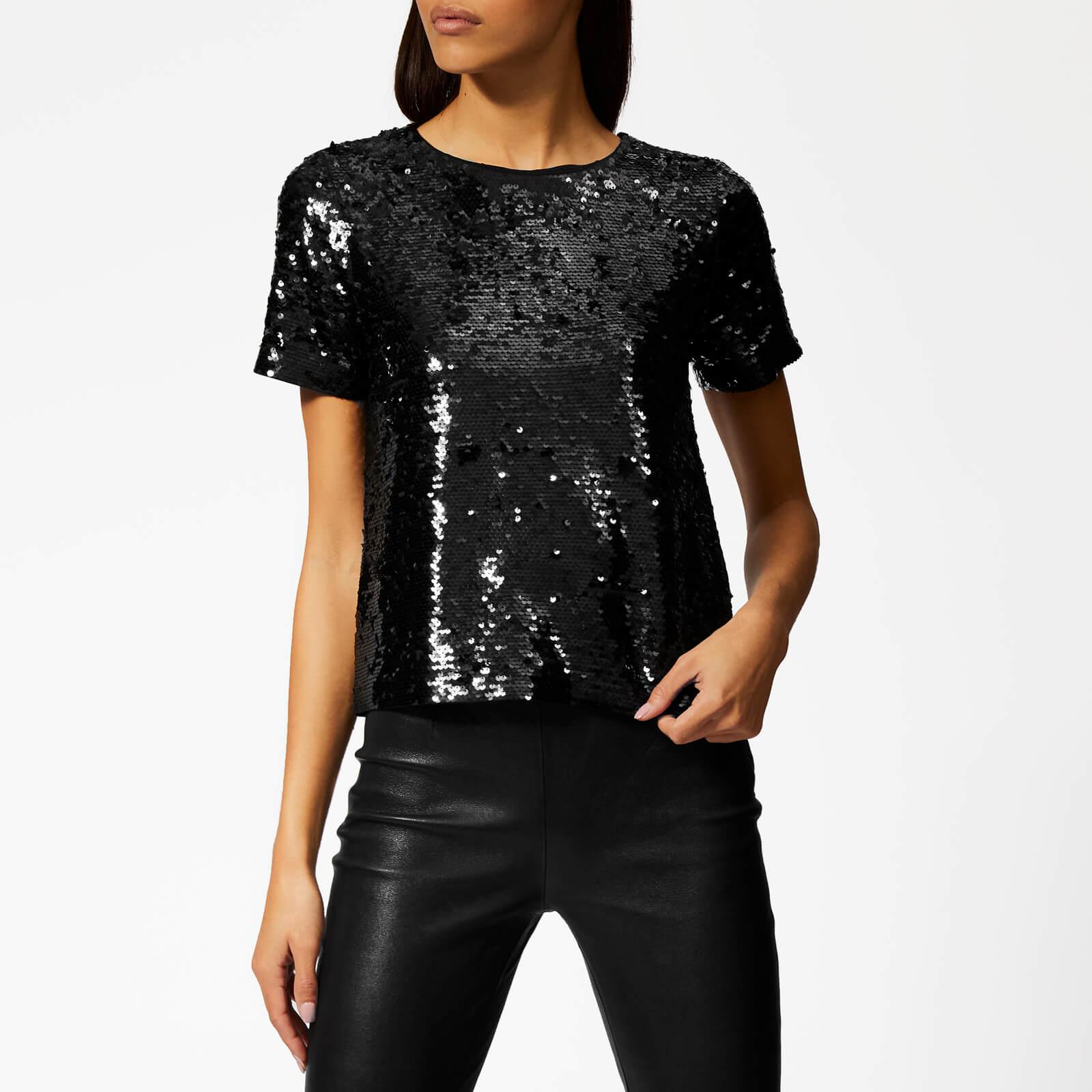 MICHAEL Michael Kors Synthetic Crew Sequin Crop T-shirt in Black - Lyst