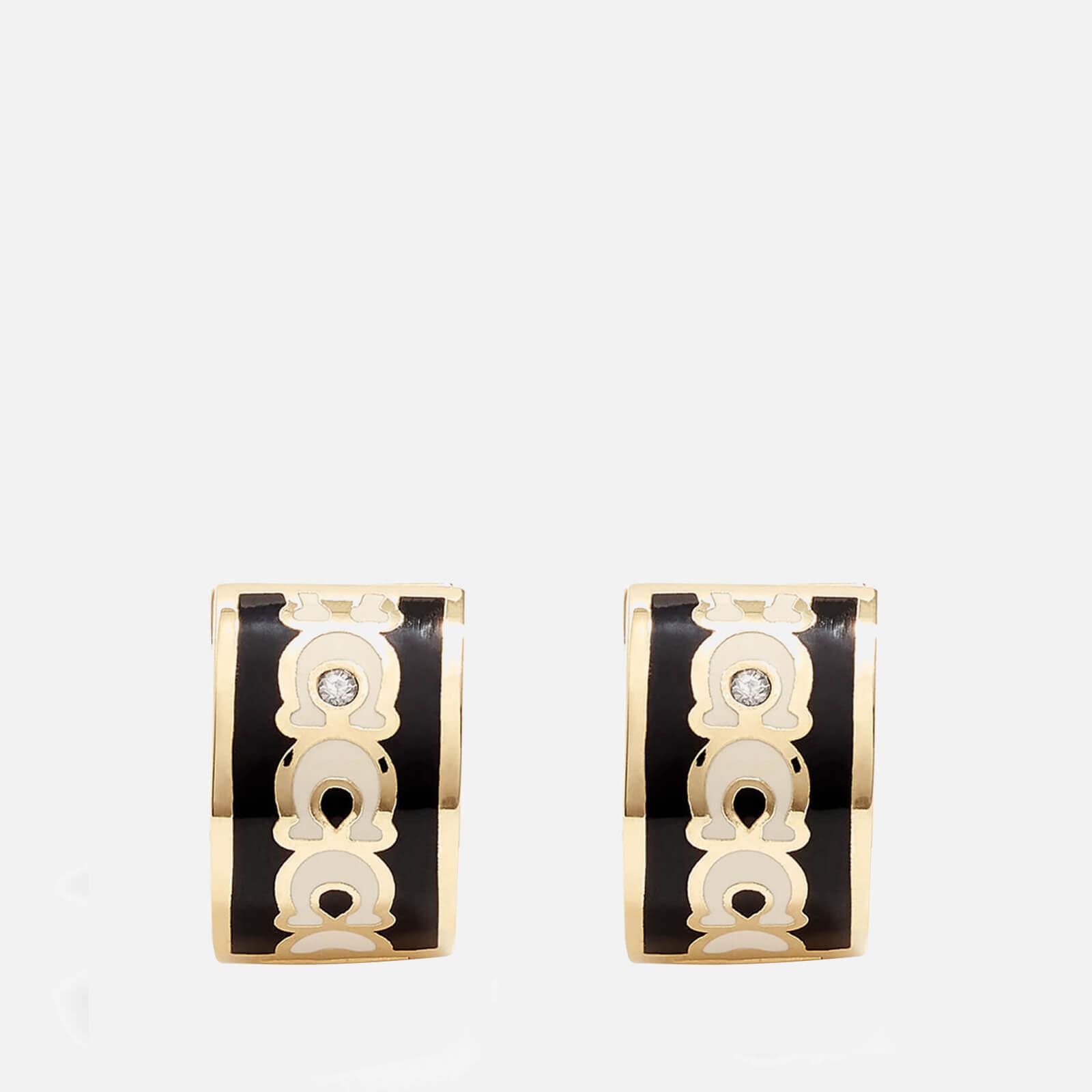 COACH Signature Goldplated Enamel Huggie Earrings in Metallic Lyst