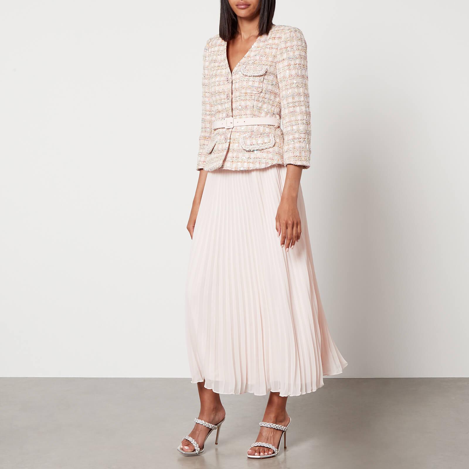 Self-Portrait Sequin Boucle Midi Dress in Pink | Lyst