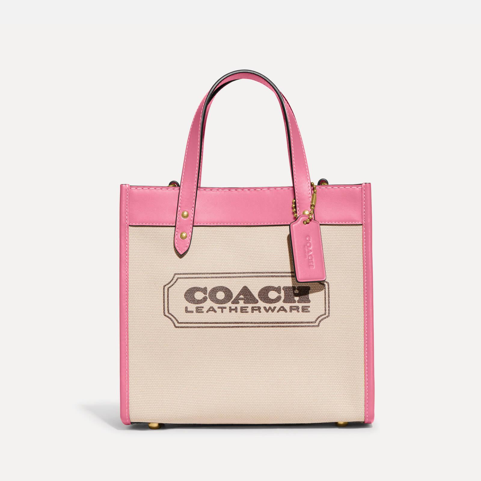 Coach Pink and White Canvas and Leather Shoulder Bag Purse *READ*