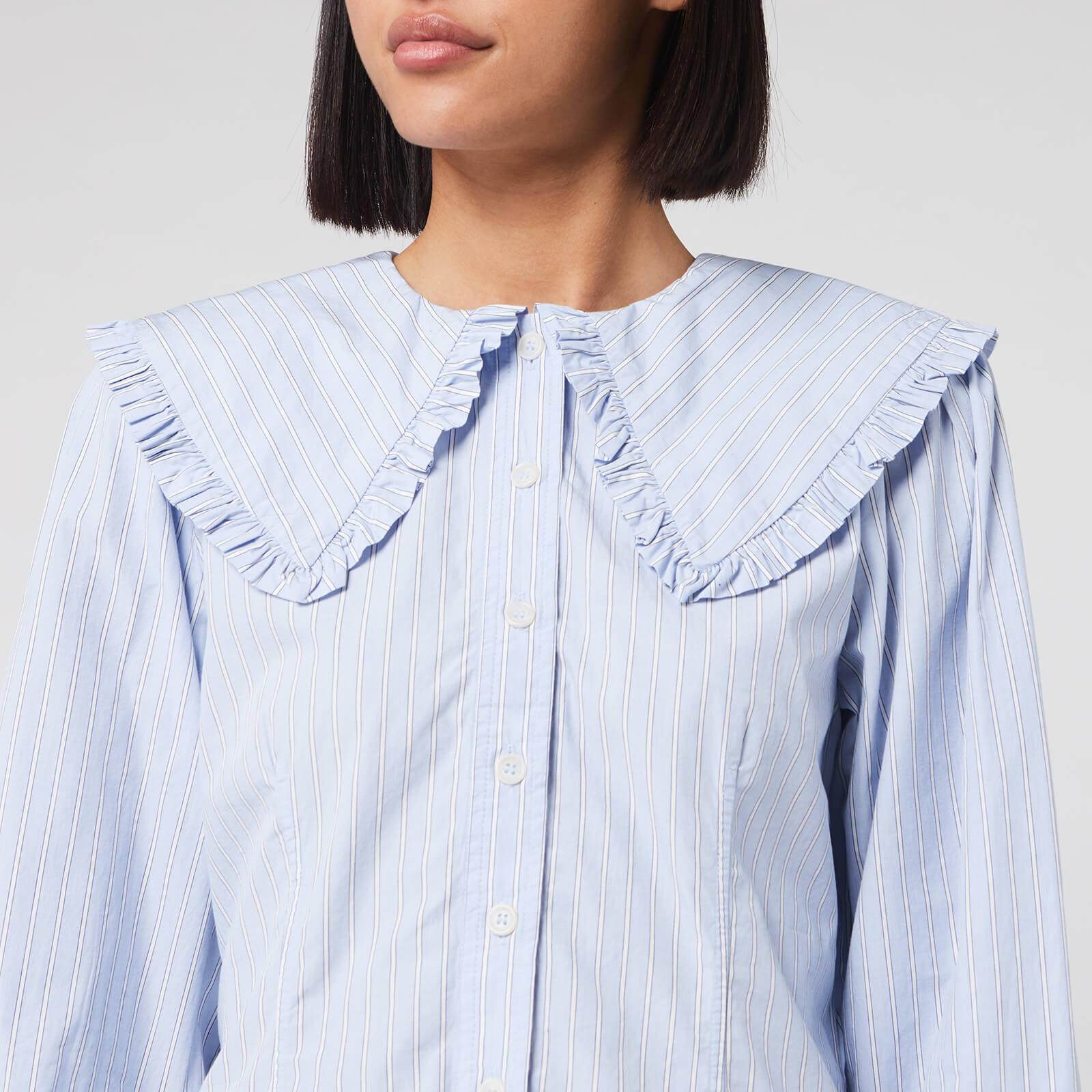 Ganni Stripe Cotton Peter Pan Collar 