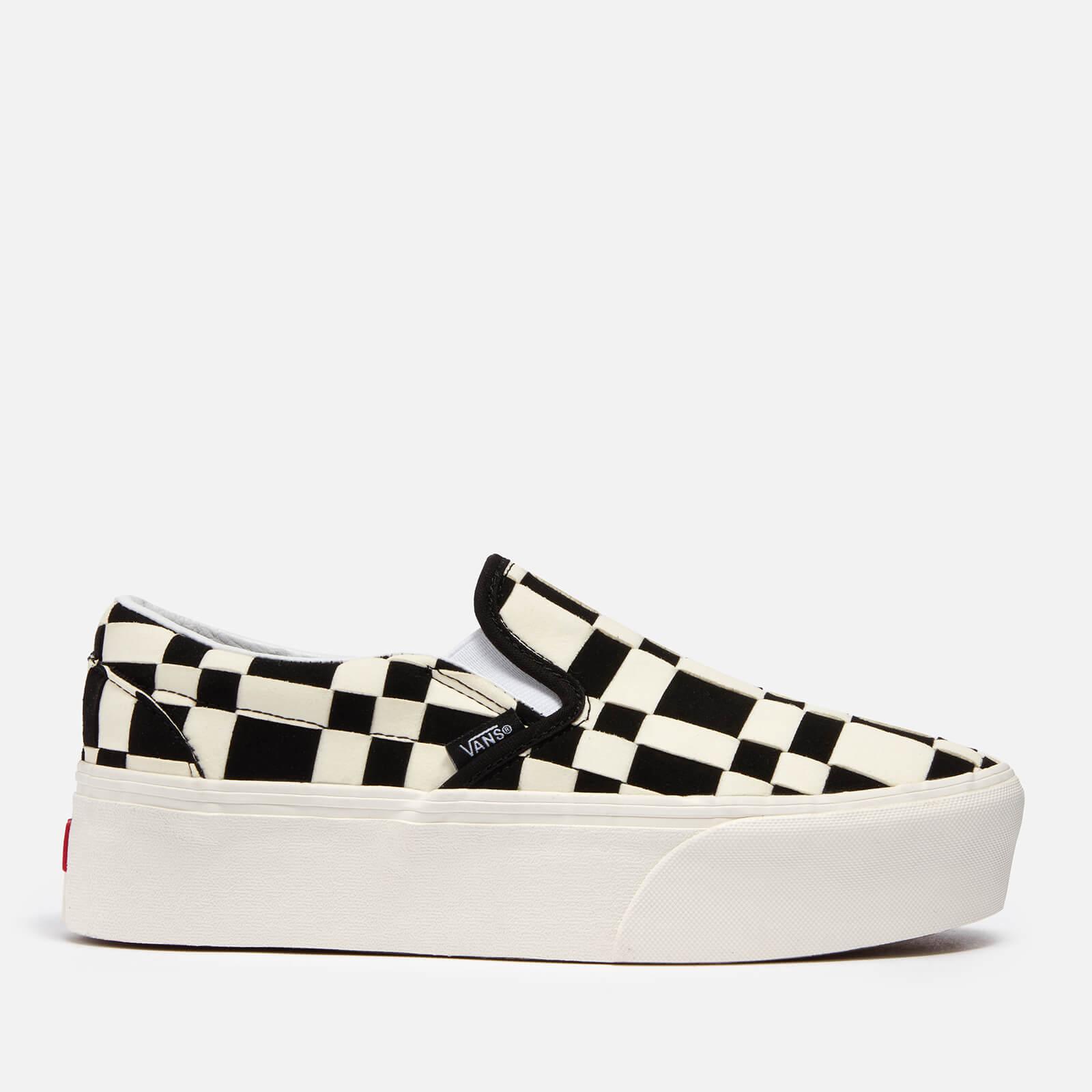 Vans Woven Check Stackform Faux Suede Trainers in Black | Lyst