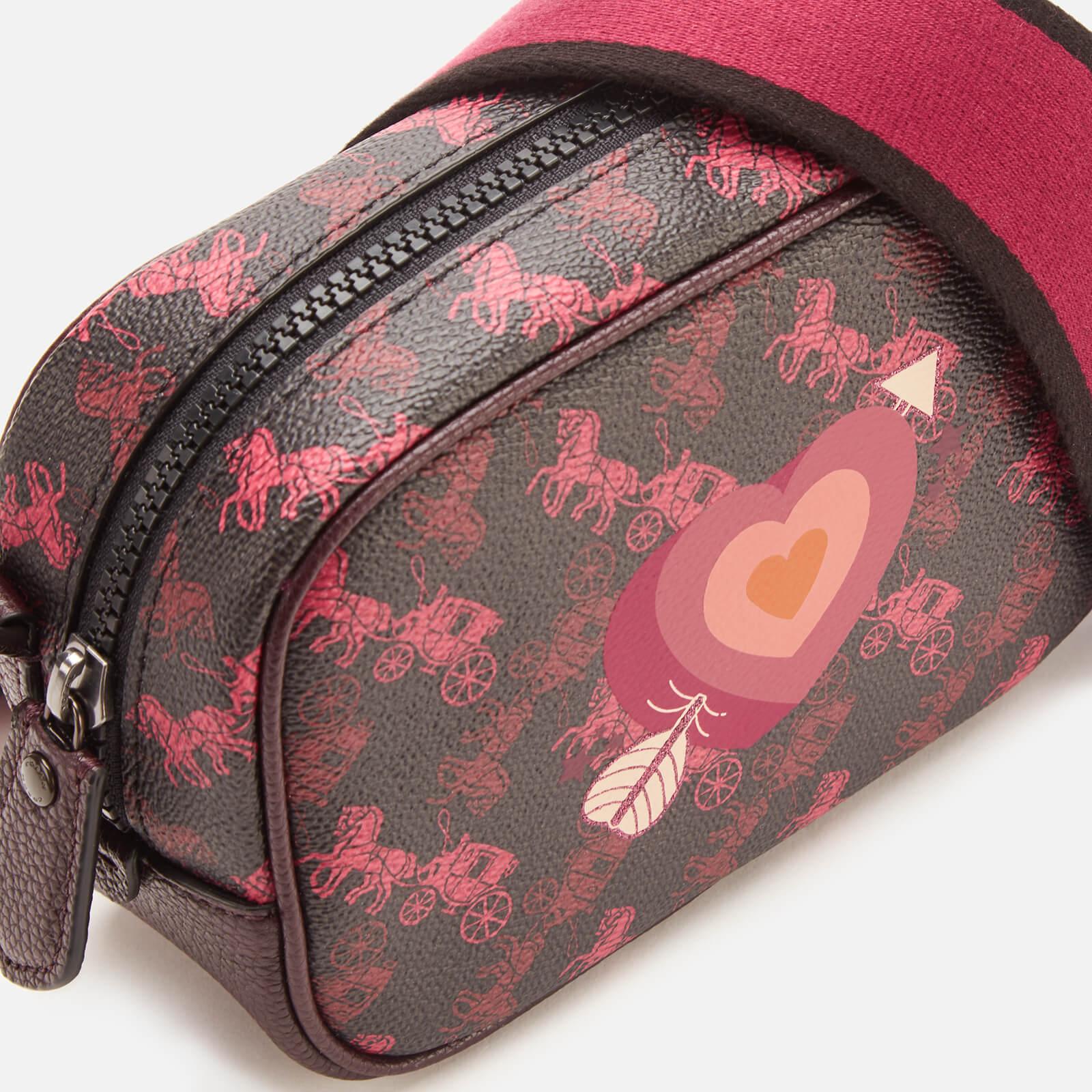 Coach Mini Camera Bag in Signature Horse and Carriage Heart Print