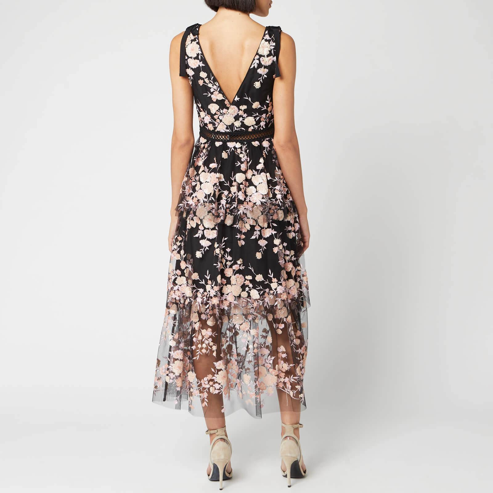 sleeveless midnight floral mesh dress