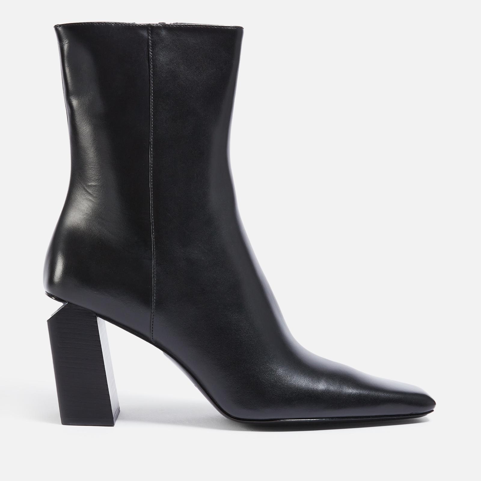 ショートブーツ・ブーティ ALEXANDER WANG BLACK LEATHER KIRA 105 ANKLE BOOTS Alexander Wang Black Slick Smooth Leather Ankle Boots