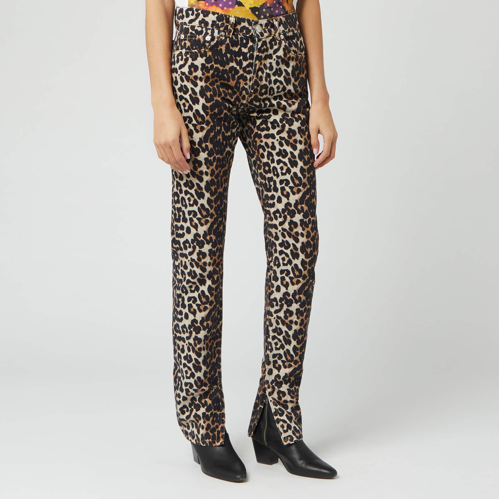 Ganni Denim Leopard-print High-rise Slim-leg Jeans - Lyst
