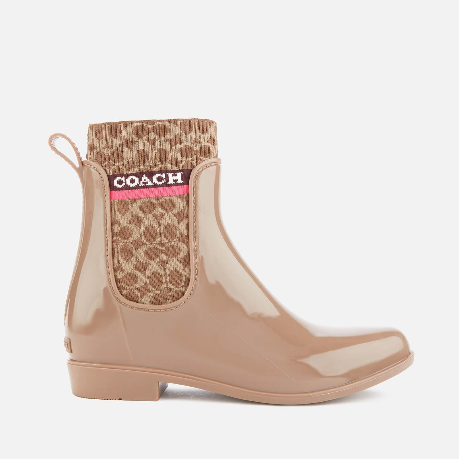 COACH Rivington Signature Knit Rain Boots in Natural | Lyst Australia