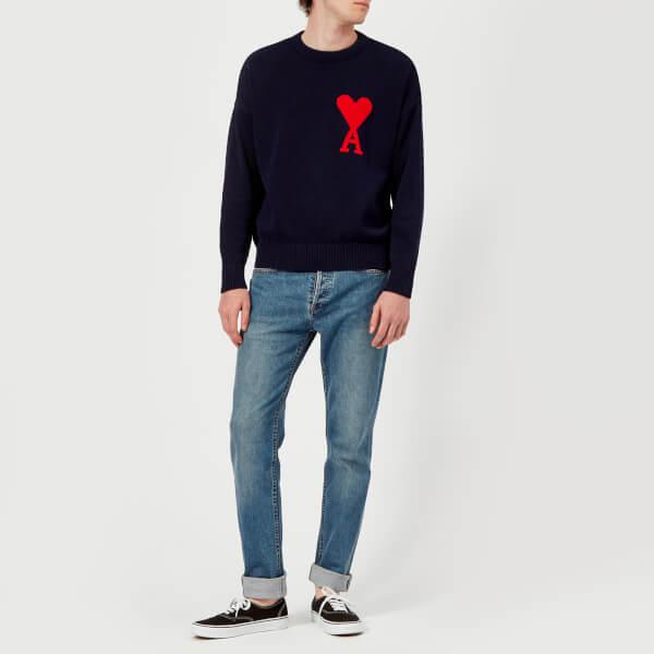 Ami Paris Men s Heart Logo Oversized Jumper in Blue for Men Lyst
