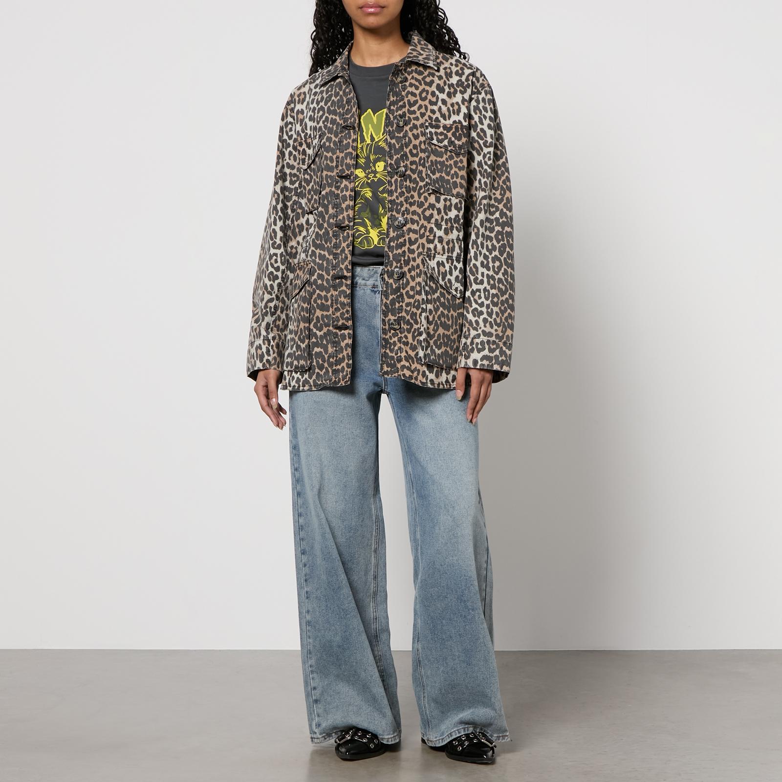 ジャケット GANNI LEOPARD COTTON CANVAS JACKET Almond Milk Leopard Cotton Canvas Jacket | GANNI US