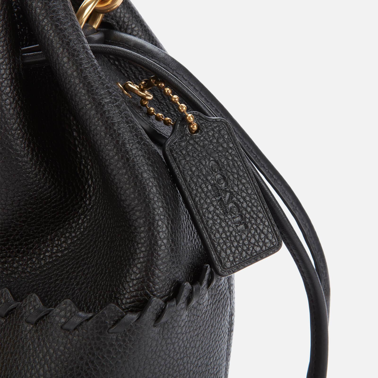 whipstitch pebble leather lora drawstring bucket bolsa