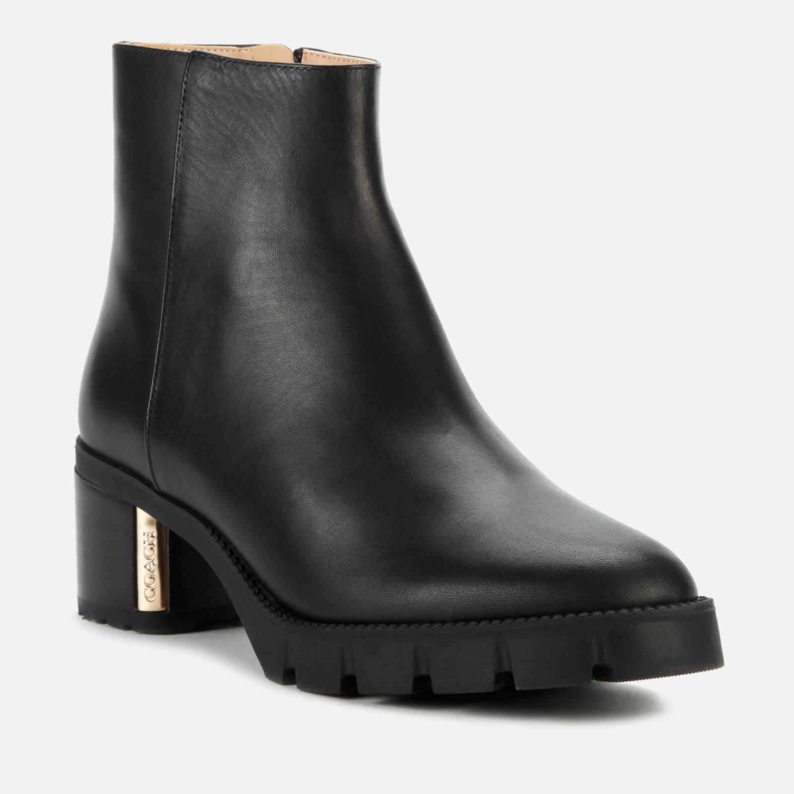 COACH Chrissy Leather Heeled Ankle Boots in Black | Lyst