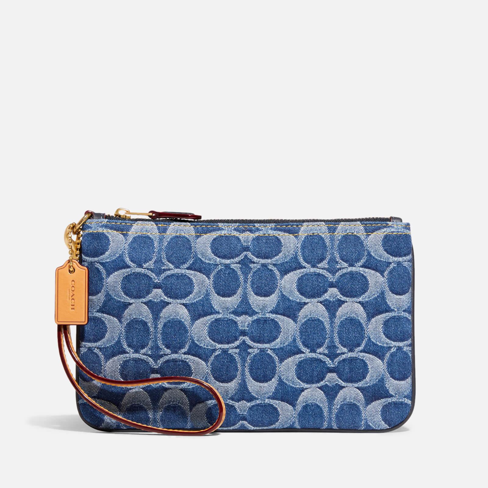 Blue coach wristlet sale