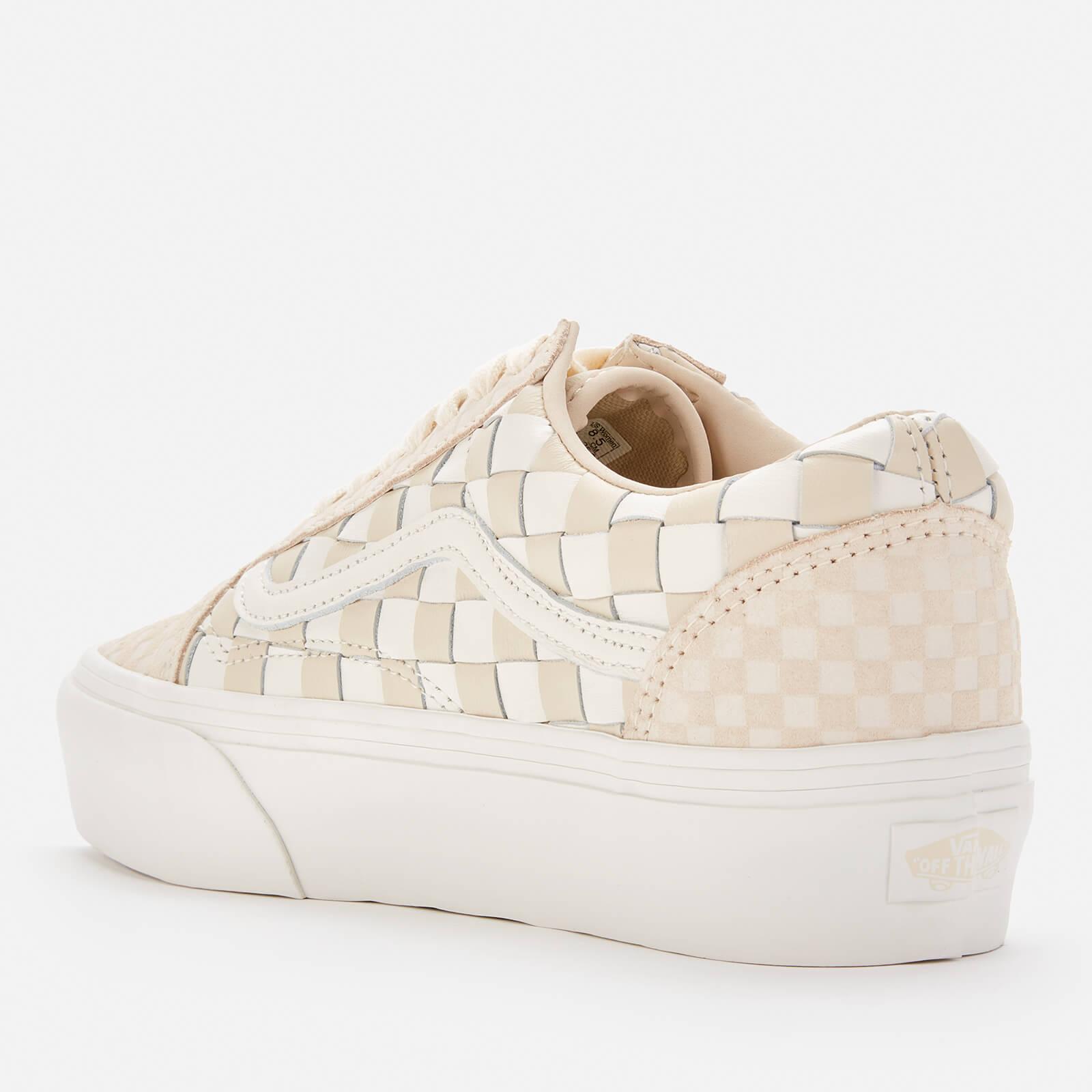 Vans Leather Woven Old Skool Platform Trainers in White | Lyst