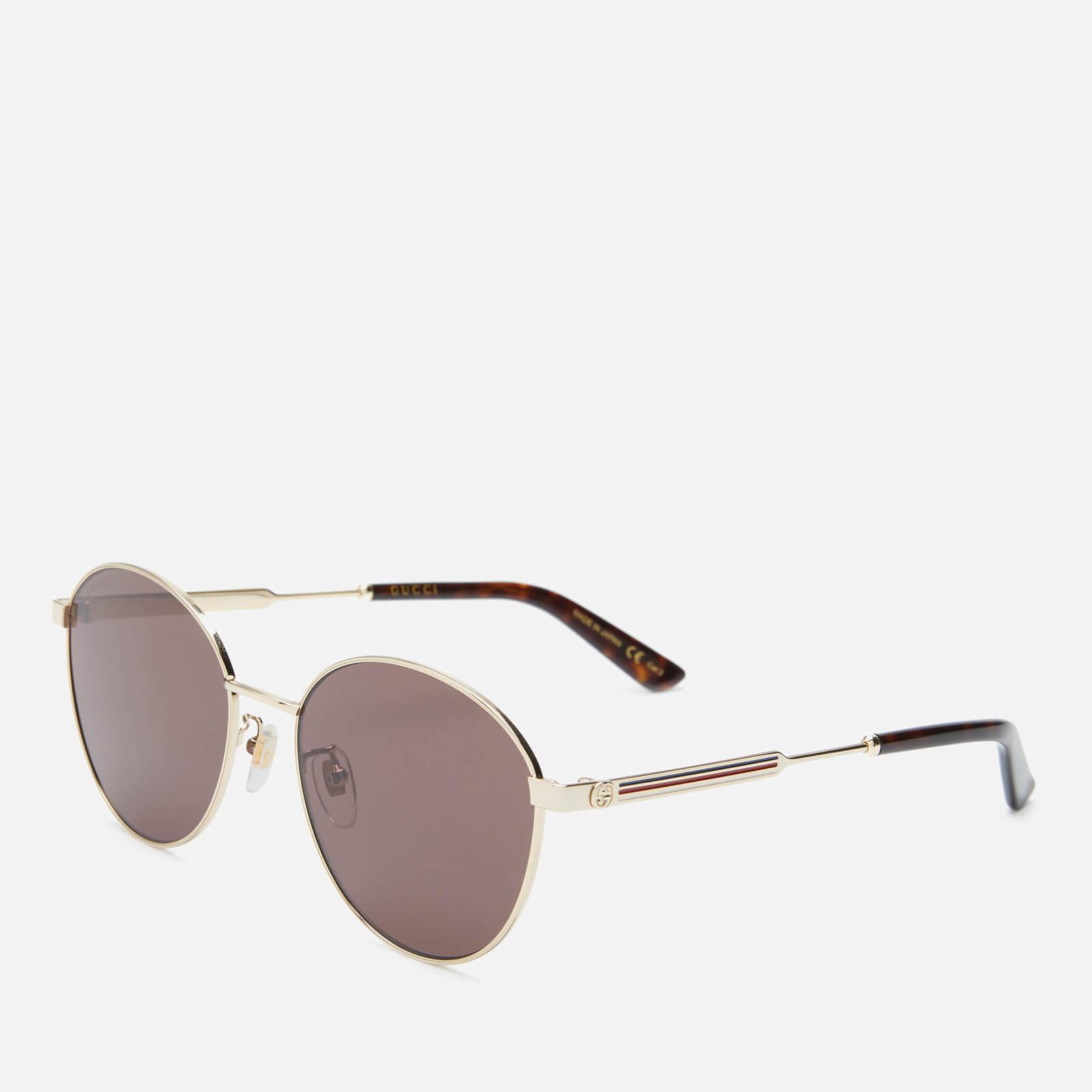 Gucci GG0521S 003 Gold/Brown Round Winged Sunglasses