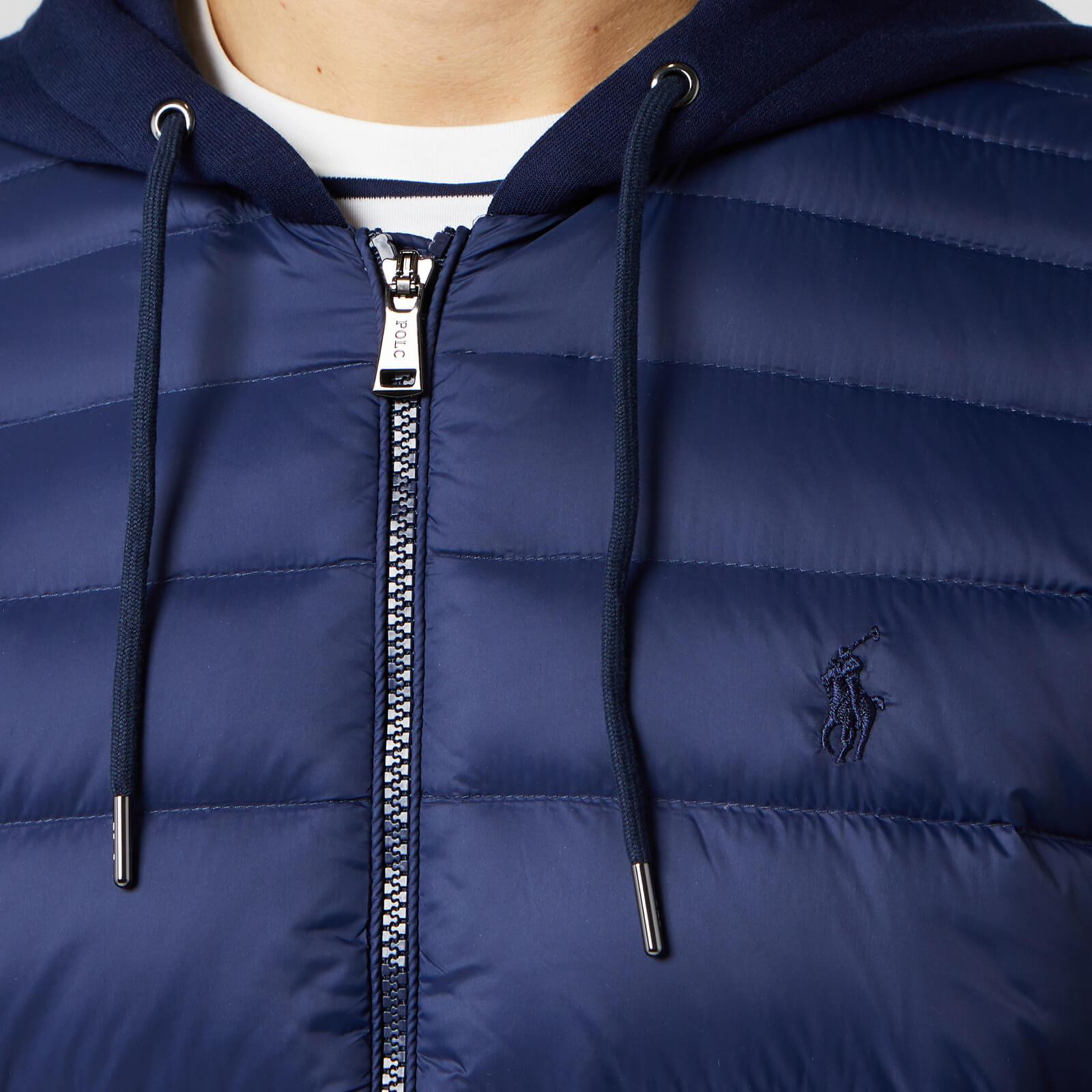 Polo Ralph Lauren Hybrid Down Fill Hooded Bomber Jacket in Blue for Men -  Lyst