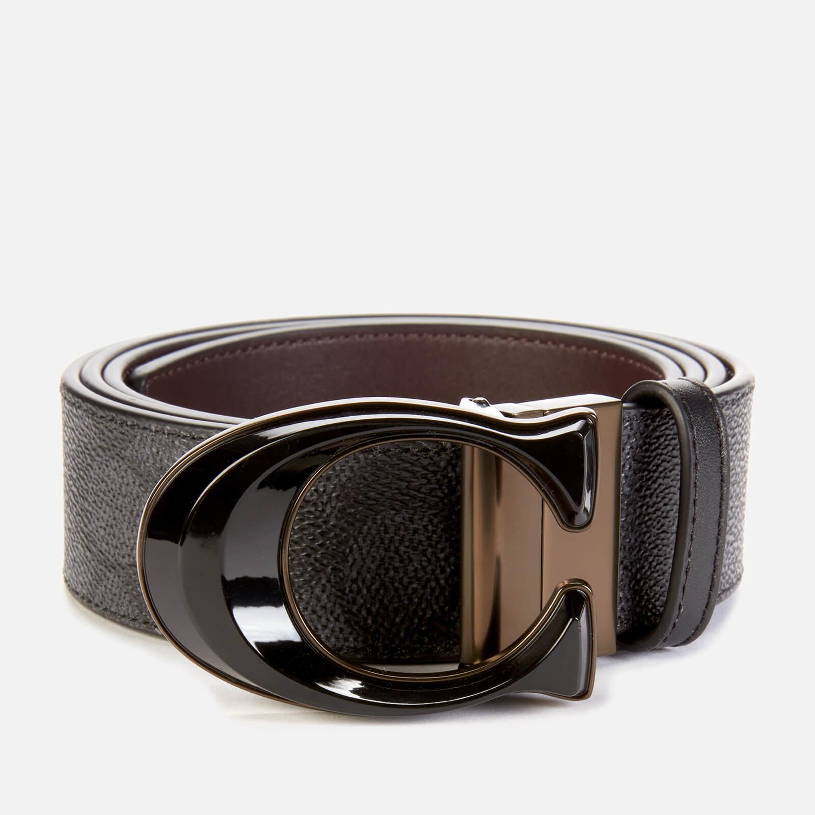 COACH 38 Mm Sculpted Cts Reversible Signature Belt (charcoal/black) Men's  Belts for Men