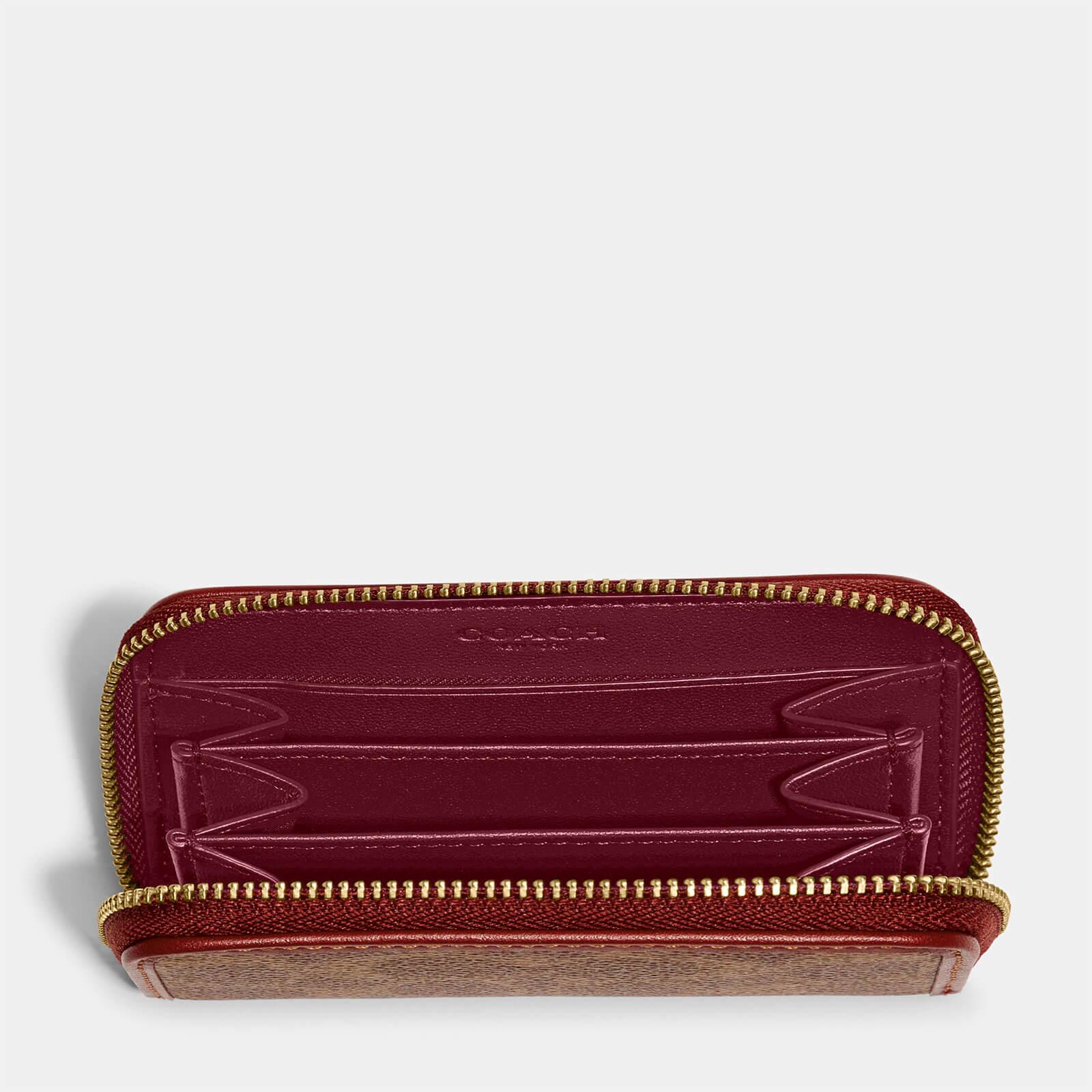 Coach Signature Coated Canvas and Leather Zip Card Holder