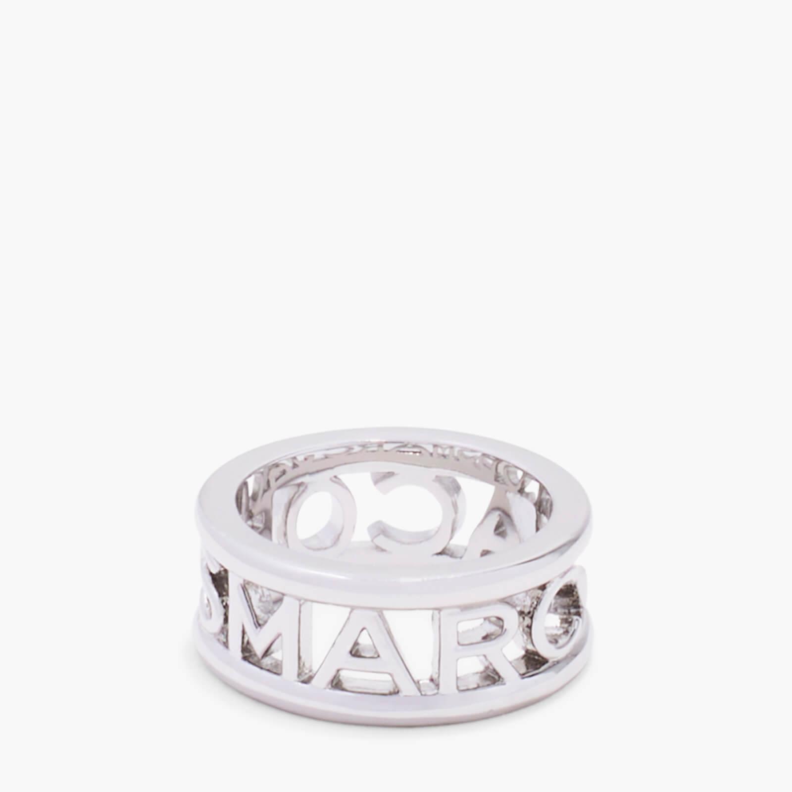 Marc Jacobs Silvertone Logo Ring in White Lyst
