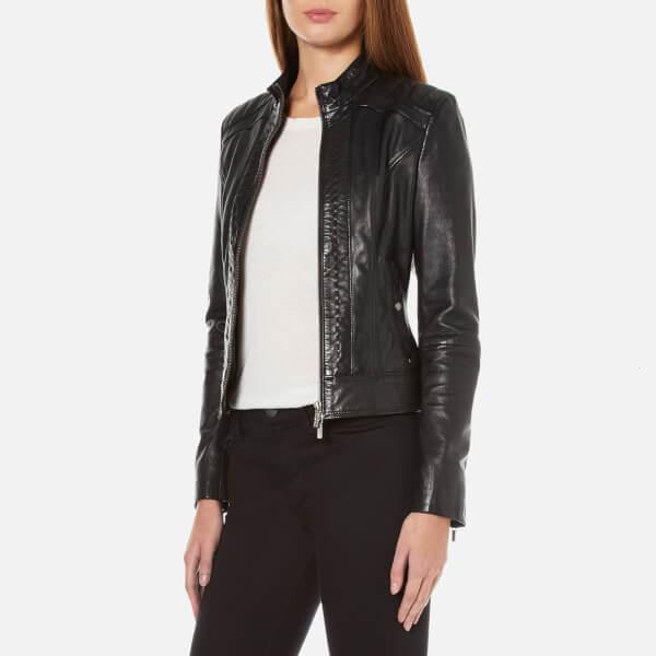 boss leather jacket womens