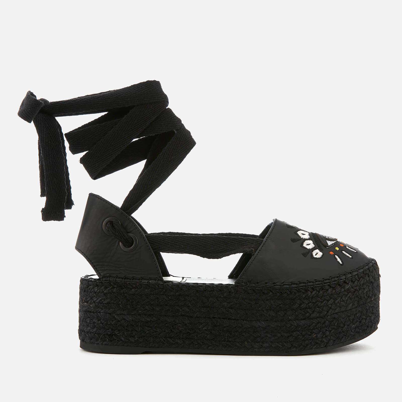 KENZO Leather City Espadrilles in Black - Lyst