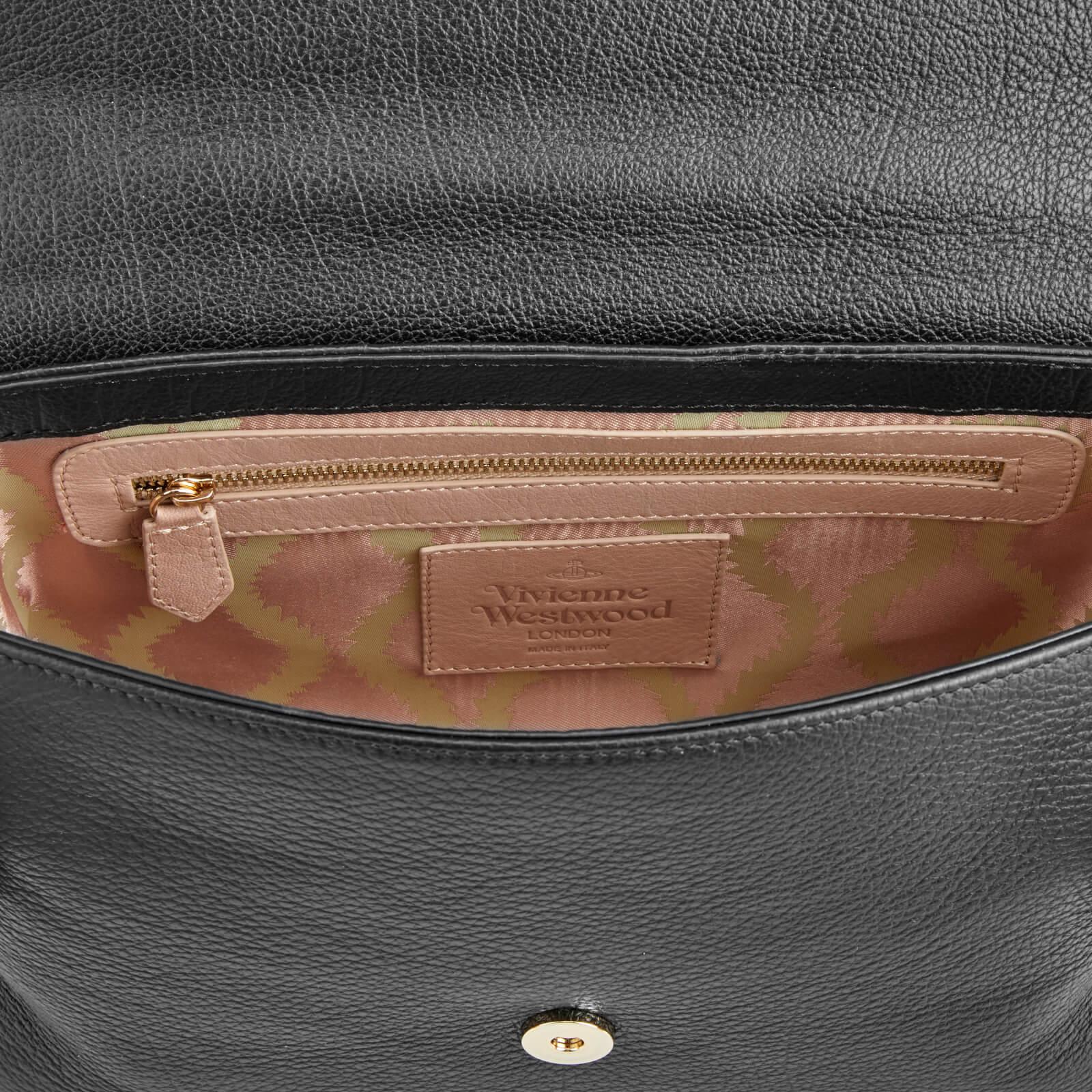 Vivienne Westwood Leather Balmoral Large Bag With Flap And Chain In Black Lyst