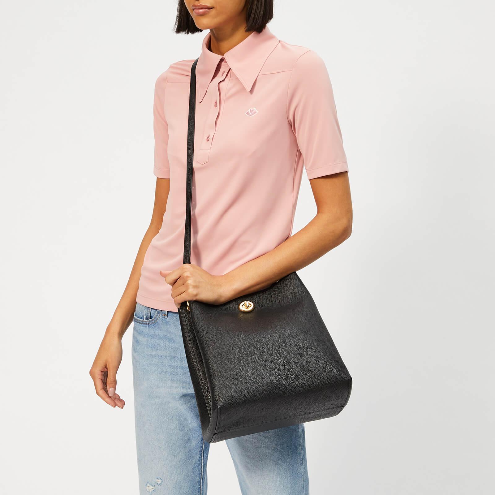 polished pebble leather charlie bucket crossbody