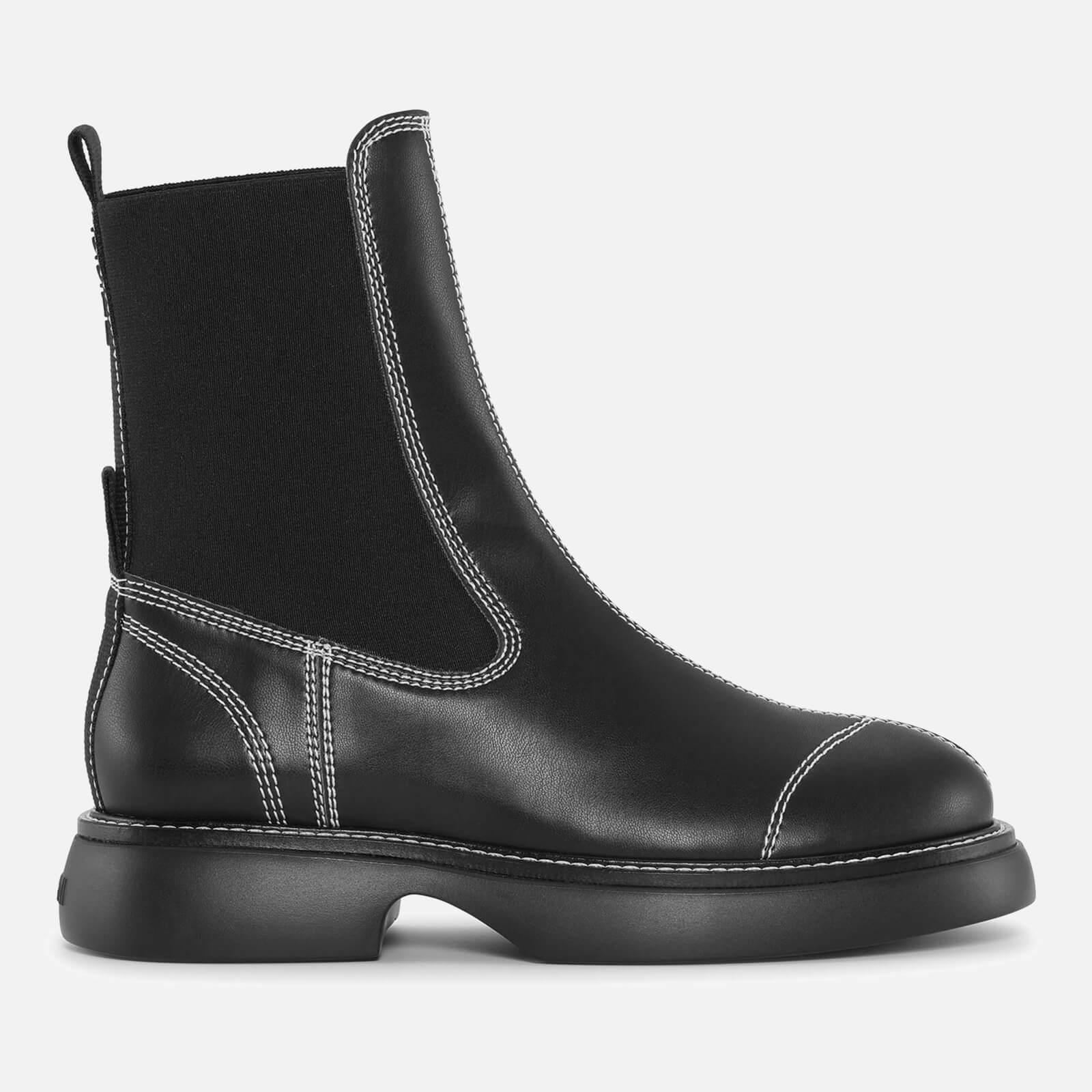 Ganni Everyday Mid Faux Leather Chelsea Boots in Black | Lyst