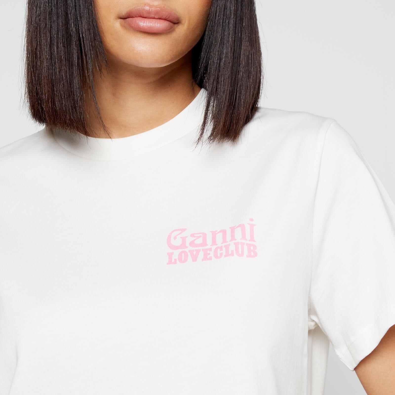 Ganni Basic Nightclub Printed Cotton-jersey T-shirt in White | Lyst