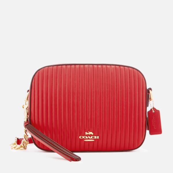 coach red quilted camera bag