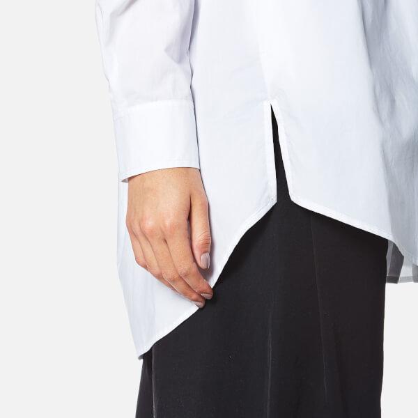 white off the shoulder button down