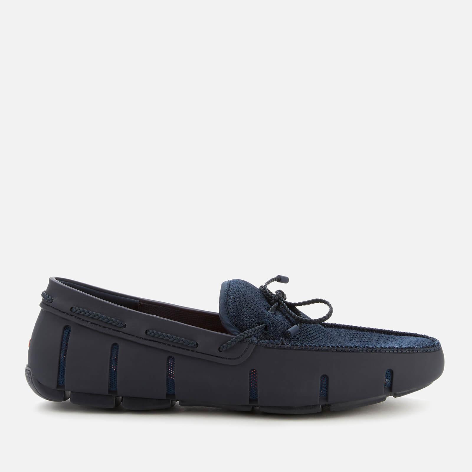 Swims Mens Loafer in Navy Blue Textile with Braided Lace Up Fastening 