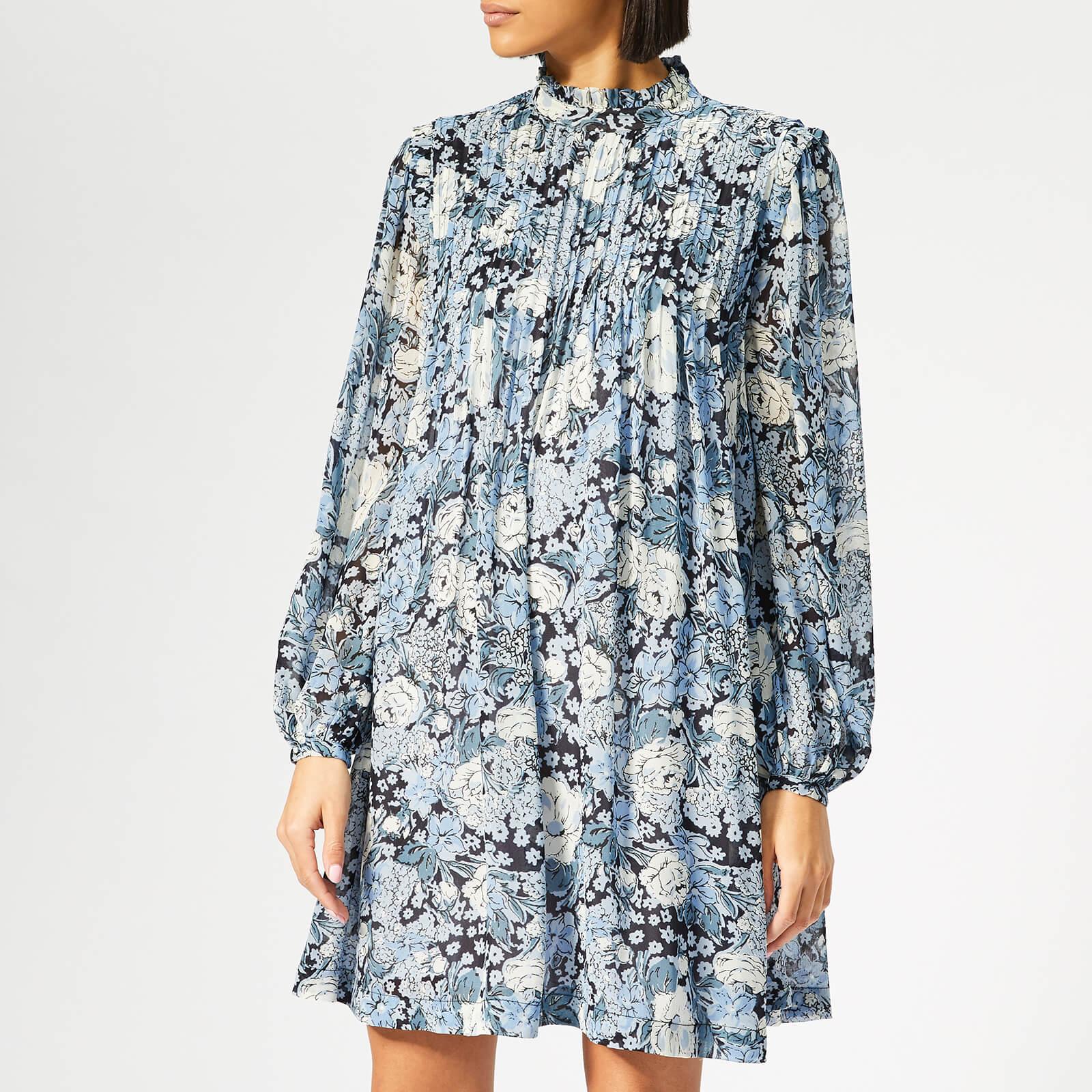 ganni blue floral dress
