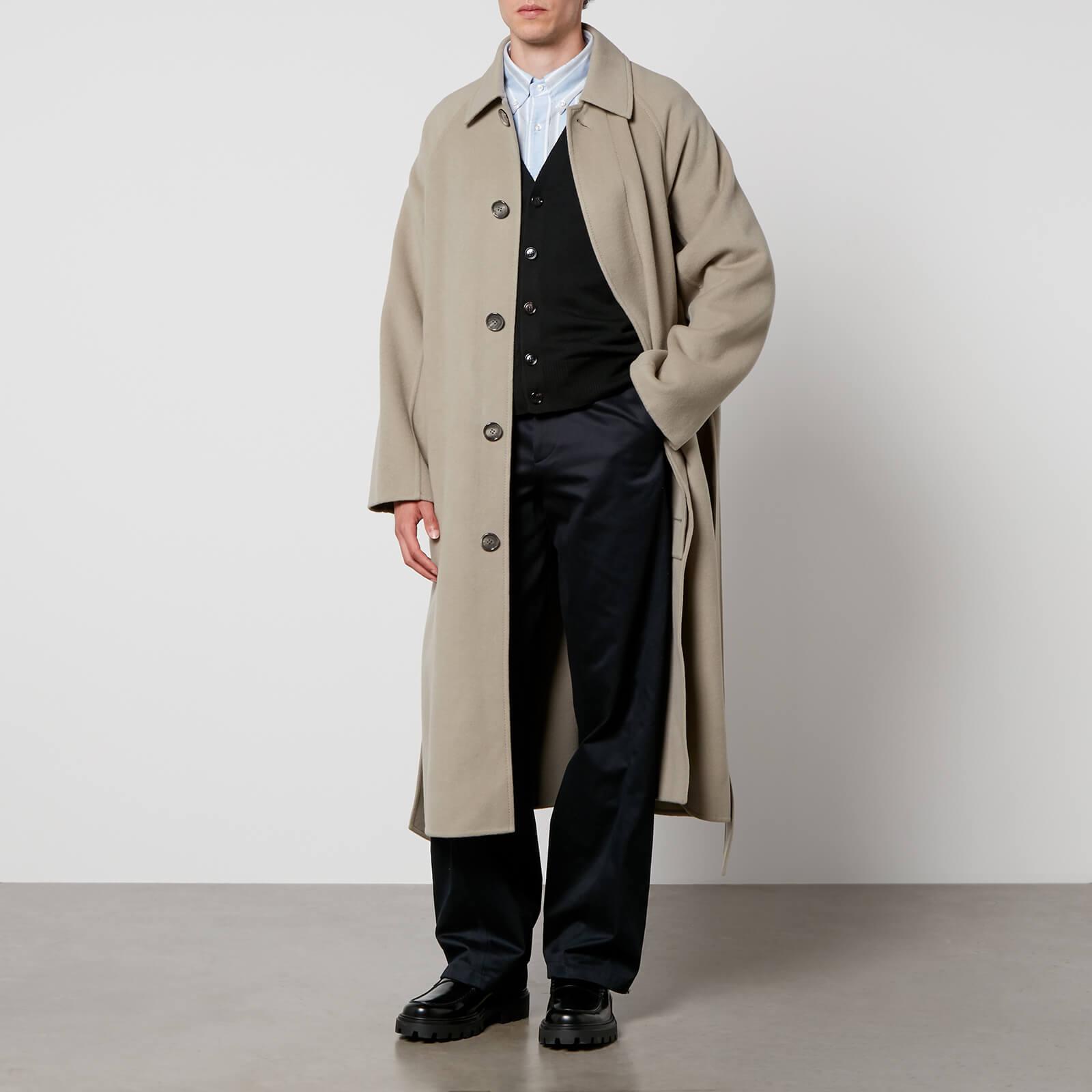 Ami Paris Long Belted Wool And Cashmere blend Coat in Natural for