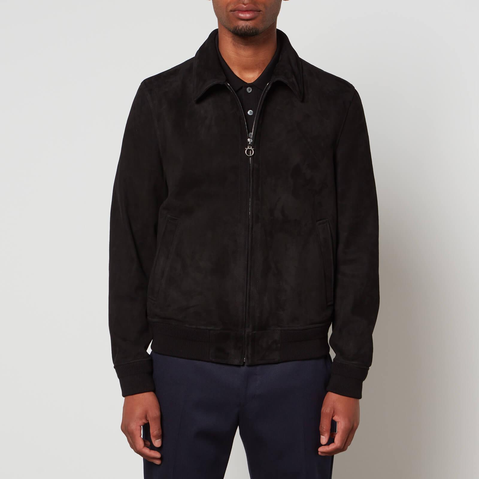 Ferragamo Leather Suede Jacket in Black for Men | Lyst